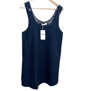 New with Tag Mango Vestido 439Sally Black Quilt Texture Button Strap Mini Dress